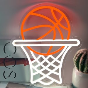 1 pc Basketball Hoop LED Neon Sign, Ambient Wall Decor Neon Sign for Home, Basketball Themed Party, Living Room, Game Room, Office, as Birthday, Holiday Gift, Bedroom and Home Wall Decor Neon Sign, 5 V USB Power Supply
