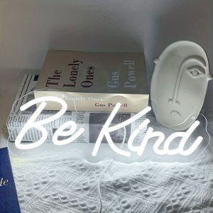 1 pc Be Kind LED Neon Sign, Ambient Wall Decoration Neon Sign for Hair Salon, Party, Office, Game Room, Restaurant, Family, Club, Living Room, Bar, Bedroom and Home Wall Decoration, Preferred for Friends and Family’s Birthday and Holiday Gifts, USB Powered Illuminated Sign Hanging Device, 5V USB Power Supply