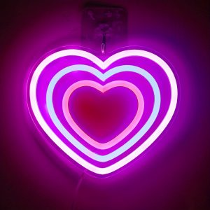 1 pc Heart LED neon sign, ambient wall decor neon sign for home, party, living room, dining room, as a birthday, valentine’s day gift, bedroom and home wall decor neon sign, 5V USB power supply