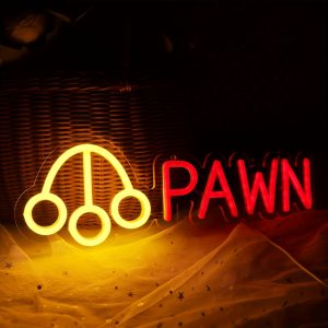 1 pc PAWN LED Neon Sign, Vintage Wall Decor Neon Sign for Home, Bar, Living Room, Birthday Party Gifts, Bedroom and Home Wall Decor, 5 V USB Power Supply
