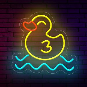 1 pc Cute Duckling Swimming in Water LED Neon Sign, Wall Decoration Neon Sign for Home, Clubs, Living Rooms, Children’s Shops, Game Rooms, Birthday Parties and Christmas Gifts, Bedrooms and Home Wall Decorations, 5 V USB Power Supply