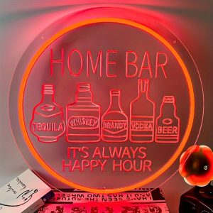 1 pc Round Drinks Beer Cocktails LED Neon Sign, 3D Engraving, Ambient Wall Decoration Neon Sign for Parties, Bars, Offices, Homes, Clubs, Living Rooms, Bedrooms and Home Wall Decorations, Preferred as Birthday and Holiday Gifts for Friends and Family, USB Powered Illuminated Sign Hanging Unit, 5V USB Power Supply