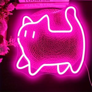 1 pc Rose Cat LED Neon Sign, Wall Decorative Neon Sign for Home, Pet Shop, Party, Living Room, Game Room, Children’s Living Room, Birthday Christmas Gift, Bedroom and Home Wall Decorative Neon Sign, 5 V USB Power Supply