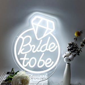 1 pc Diamond Shape Bride to Be LED Neon Sign, Wall Decoration Neon Sign for Wedding, Party, Family, Valentine’s Day, Engagement, Bedroom and Home Wall Decoration, 5 V USB Power Supply