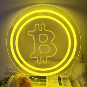 1 pc Bitcoin LED neon sign, 3D engraving, virtual currency ambient wall decoration neon sign for shops, banks, financial companies, bars, parties, offices, game rooms, families, clubs, living rooms, bedrooms, and home wall decorations, preferred as friends and family’s birthdays, Bitcoin hobby gifts, USB powered illuminated sign hanging device, 5V USB power supply