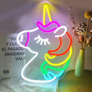 1 pc Unicorn LED neon sign, wall decor neon sign for home, party, living room, children’s living room, birthday Christmas gift, bedroom and home wall decor neon sign, 5 V USB power supply