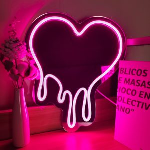 1 pc Heart LED Mirror Neon Sign, Wall Decoration Neon Sign for Wedding, Party, Home, Shop, Studio, Bedroom and Home Wall Decoration, 5 V USB Power Supply
