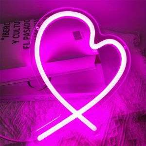 1 pc Rose Heart Tail LED Neon Sign, Wall Decor Neon Sign for Home, Wedding Party, Engagement, Bar, Living Room, Birthday and Holiday Gifts, Bedroom and Home Wall Decor Neon Sign, 5 V USB Power Supply