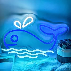 1 pc Whales LED neon sign, commercial ambience wall decoration neon sign for shops, parties, living rooms, bars, clubs, hotels, game rooms, as birthday, holiday gifts, bedroom and home wall decorations, USB powered illuminated sign hanging unit, 5V USB power supply