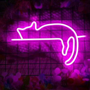 1 pc rose cat LED neon sign, cute space ambience wall decoration neon sign for home, party, living room, game room, cat lovers, children’s living room, as birthday, holiday gift, bedroom and home wall decoration neon sign, 5 V USB power supply