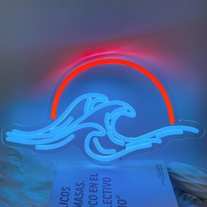 1 pc Tropical Ocean Wave LED Neon Sign, Ambient Wall Decor Neon Sign for Game Rooms, Homes, Parties, Living Rooms, Offices, Bars, Clubs, as Birthday, Holiday Gifts, Bedroom and Home Wall Decor Neon Sign, 5 V USB Power Supply