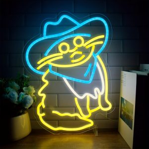 1 pc Blue Cowboy Hat Cat LED Neon Sign, Ambient Wall Decoration Neon Sign for Home, Party, Living Room, Bar, Club, Game Room, as Birthday, Holiday Gift, Bedroom and Home Wall Decoration, USB Powered Illuminated Sign Hanging Unit, 5V USB Power Supply