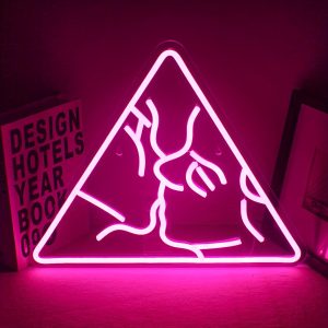 1 pc Kiss LED Neon Sign, Wall Decor Neon Illuminated Sign for Weddings, Anniversary Parties, Living Rooms, Engagements, Valentine’s Day Gifts, Bedroom and Home Wall Decor Neon Sign, 5 V USB Power Supply