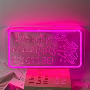 1 pc NAILS LED Neon Sign, 3D Engraving, Nail Vibe Wall Decoration Neon Sign for Nail Salon, Studio, Beauty Shop, Party, Office, Home, Club, Living Room, Bedroom and Home Wall Decoration, Preferred as Birthday and Holiday Gift for Friends and Family, USB Powered Illuminated Sign Hanging Unit, 5V USB Power Supply