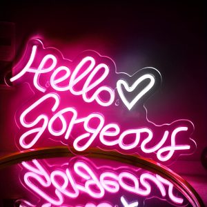 1 pc Hello Gorgeous LED Neon Sign, Wall Decoration Neon Sign for Party, Family, Anniversary, Engagement, Bedroom and Home Wall Decoration, 5 V USB Power Supply