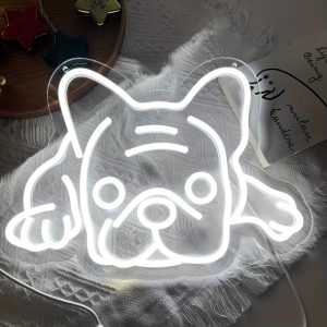1 pc French Bulldog LED Neon Sign, Ambient Wall Decor Neon Sign for Pet Shops, Parties, Living Rooms, Offices, Bars, Clubs, as Birthday, Holiday Gifts, Bedroom and Home Wall Decor Neon Sign, 5 V USB Power Supply