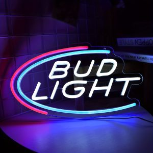 1 pc Bud Light LED Neon Sign, Wall Decor Neon Sign for Parties, Bars, Garages, Clubs, Men’s Caves, Bedrooms and Home Wall Decor, 5 V USB Power Supply