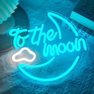 1 pc To The Moon LED neon sign, ambient wall decoration neon sign for studio, party, game room, family, living room, bar, club, bedroom and home wall decoration, preferred as friends and family birthday, holiday gift, USB powered light up sign hanging device, 5V USB power supply