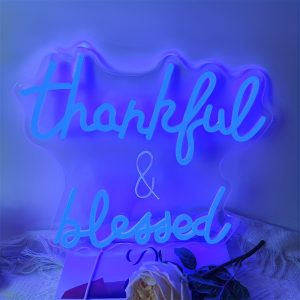 1 pc Thankful and Blessed LED Neon Sign, 3D Engraving, Ambient Wall Decoration Neon Sign for Wedding, Bar, Birthday Party, Office, Home, Club, Living Room, Bedroom and Home Wall Decoration, Preferred as Birthday and Holiday Gifts for Friends and Family, USB Powered Illuminated Sign Hanging Unit, 5V USB Power Supply
