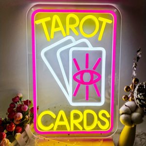 1 pc Tarot Cards Neon Sign Sign Light, Dimmable Switch LED Sign, Wall Decorative Neon Sign, Great for Psychic Open Window Decorations, Offices, Bedrooms, Hotels, Cafes, Recreation Rooms, Shop, Friends Gatherings Wall Decorations, 5V USB Power Supply