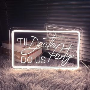 1 pc Til Death Do Us LED Neon Sign, 3D Engraving, Ambient Wall Decoration Neon Sign for weddings, bars, parties, offices, homes, clubs, living rooms, bedrooms and home wall decorations, preferred choice for friends and family’s birthday and holiday gifts, USB Powered Illuminated Sign Hanging Unit, 5V USB Power Supply