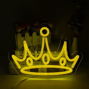 1 pc Yellow Crown LED Neon Sign, Ambient Wall Decor Neon Sign for Home, Birthday Parties, Living Room, Weddings, Game Rooms, as Birthday, Holiday Gifts, Bedroom and Home Wall Decor Neon Sign, 5 V USB Power Supply