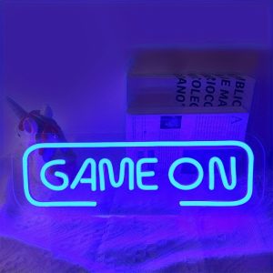 1 pc GAME ON LED neon sign, space ambiance wall decor neon sign for home, party, living room, bar, game room, club, as birthday, holiday gift, bedroom and home wall decor neon sign, 5 V USB power supply