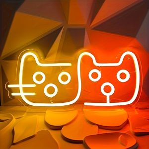 1 pc Cat and Dog LED Neon Sign, Ambient Wall Decoration Neon Sign for Pet Shop, Animal Themed Party, Office, Game Room, Home, Club, Living Room, Bar, Bedroom and Home Wall Decoration, Preferred for Friends and Family Birthday, Holiday Gifts, USB Powered Illuminated Sign Hanging Unit, 5V USB Power Supply