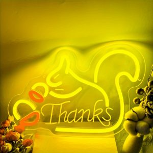 1 pc Thanksgiving Squirrel LED Neon Sign, Dimmable Creative Art Strip Lights, Wall Decoration Neon Sign, Perfect for Home Parties, Autumn Harvest Celebrations, Bedrooms, Hotels, Cafes, Recreation Rooms, Shops, Living Room, 5V USB Power Supply