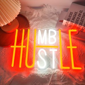1 pc Hustle LED neon sign, ambient wall decoration neon sign for parties, gyms, homes, living rooms, bars, clubs, bedrooms and home wall decorations, preferred as birthday and holiday gifts for friends and family, USB powered illuminated sign hanging device, 5V USB power supply