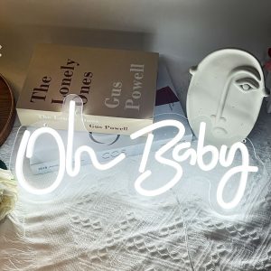 1 pc Oh Baby LED neon sign, ambient wall decor neon sign for home, party, living room, game room, office, as birthday, holiday gift, bedroom and home wall decor neon sign, 5V USB power supply