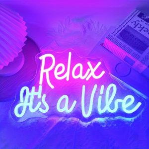 1 pc Relax It’s A Vibe LED Neon Sign, Wall Decoration Neon Illuminated Sign for Birthday Parties, Game Rooms, Shops, Bars, Clubs, Bedrooms and Home Wall Decoration Neon Sign, 5 V USB Power Supply