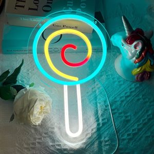 1 pc Lollipop LED Neon Sign, Ambient Wall Decoration Neon Sign for Candy Store, Home, Theme Party, Living Room, Office, as Birthday, Holiday Gift, Bedroom and Home Wall Decoration Neon Sign, 5 V USB Power Supply