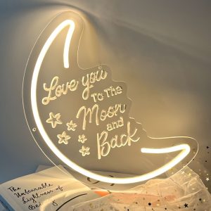 1 pc Love You To The Moon And Back LED neon sign, 3D engraving, ambient wall decoration neon sign for bars, parties, offices, homes, clubs, living rooms, bedrooms and home wall decorations, preferred choice for friends and family’s birthday and holiday gifts, USB powered illuminated sign hanging device, 5V USB power supply
