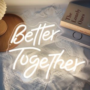 1 pc Bettetr Together LED Neon Sign, Ambient Wall Decoration Neon Sign for Weddings, Engagement Parties, Offices, Game Rooms, Families, Clubs, Living Rooms, Bars, Bedrooms and Home Wall Decorations, Preferred as Birthday and Holiday Gifts for Friends and Family, USB Powered Illuminated Sign Hanging Unit, 5V USB Power Supply