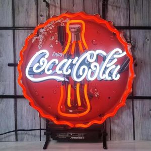 High Quality Super Bright Open Letter Display Coca Cola Bottle Sign, HD Jet Graphic Printed Board, Large Bright Illuminated Glass Tube Neon LED Sign for Office, Parties, Coffee Shops, Bars, Birthdays, Men’s Caves, Home and Event Wall Art Decoration.