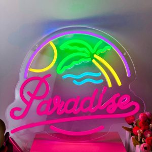 1 pc Aloha Paradise Neon LED Sign, Hawaiian Sun Themed Neon Wall Decor Sign, Palm Tree Beach, Summer House, Great for Holiday Centre Parties, Birthday Parties, Bedrooms, Bars, Shops, Coffee Shops, Rooms, Friends Gatherings Wall Decorations