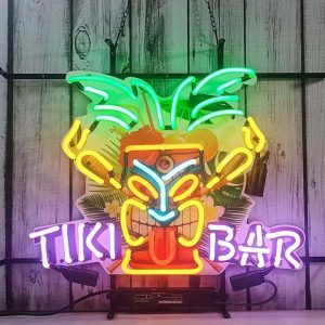 High Quality Super Bright Palm Sign Tiki Bar Sign, HD Inkjet Graphic Printing Board, Large Glowing Glass Tube Neon LED Signs for Office, Party, Coffee Shop, Bar, Birthday, Men’s Cave, Home and Event Wall Art Decoration.