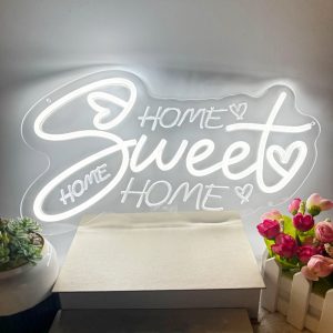 1 pc Home Sweet LED neon sign, 3D engraving, ambient wall decoration neon sign for housewarming, birthday party, office, game room, family, club, living room, bar, bedroom and home wall decoration, preferred choice for friends and family birthday and holiday gifts, USB powered light up sign hanging device, 5V USB power supply