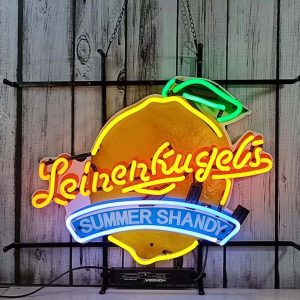 High quality super bright Beer Bar Barinin Leinenkugel’s Wisconsin Brew sign with high definition inkjet graphic print board, large glowing glass tubes neon LED sign for offices, parties, coffee shops, bars, birthdays, men’s caves, home and event wall art decor.