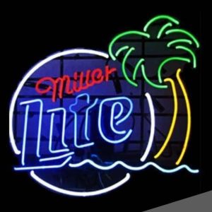 High Quality Super Bright MeiLi Streamlined Palm Tree Sign, Large Glowing Glass Tube Neon LED Signs for offices, parties, coffee shops, bars, birthdays, men’s caves, home and event wall art decor.