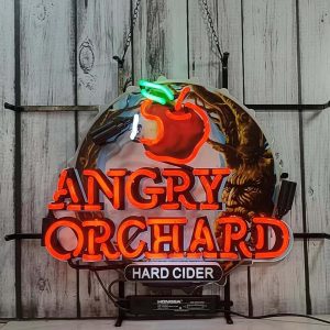 High Quality Super Bright Angry Orchard Hard Cider Sign, HD Inkjet Graphic Printed Board, Large Glowing Glass Tube Neon LED Sign for Office, Party, Coffee Shop, Bar, Birthday, Men’s Cave, Home and Event Wall Art Decoration.