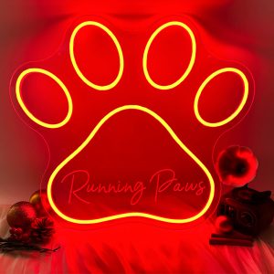 Custom animal paw and name neon light with 3D engraving and personalised LED neon light, suitable for pet shops, events, children’s rooms, bedrooms, living rooms and home decorations, unique and ideal gifts for birthdays, parties, pet shops, children’s day, housewarming and more!