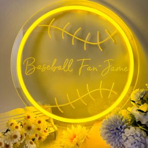 Custom Round Baseball and Name Neon Lights, Personalised 3D Engraving, LED Neon Lights for Baseball Parties, Events, Children’s Rooms, Bedrooms, Living Rooms, and Home Decor, Unique and Ideal Gifts for Parties, Graduations, Children’s Day, Housewarming and more!