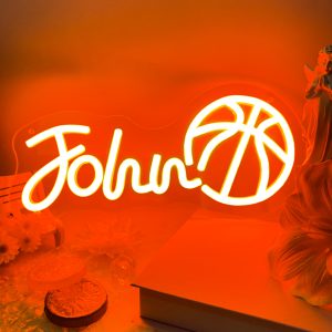 Custom Basketball and Name Neon Lights, Personalised LED Neon Lights for Basketball Arena, Parties, Events, Children’s Rooms, Bedrooms, Living Rooms and Home Decoration, unique and ideal gifts for birthdays, parties, graduations, children’s day, housewarming and more!